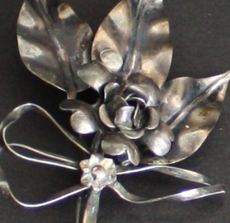 Vintage Art Deco Sterling Silver Large Flower Brooch