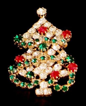 Vintage Rhinestones ChristmastTree Pin/Brooch