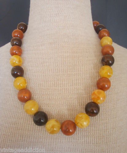 Vintage Butterscotch Early Plastic Chunky Necklace
