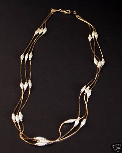 Vintage Multistrands Baroque Faux Pearl Necklace Korea
