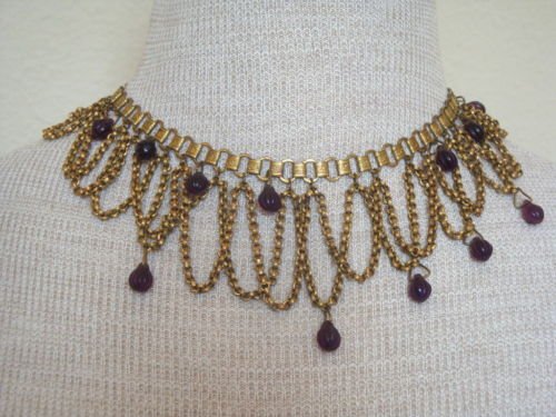 Vintage Victorian Book Chain Bib Necklace