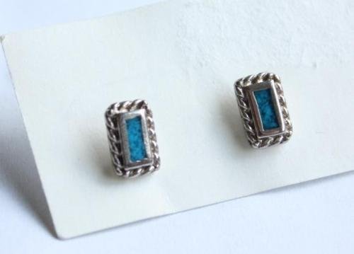 Vintage Rectangular South Western Pierced Earrings