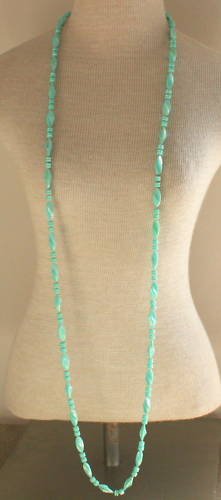 Vintage Green Long Strand Necklace 58"