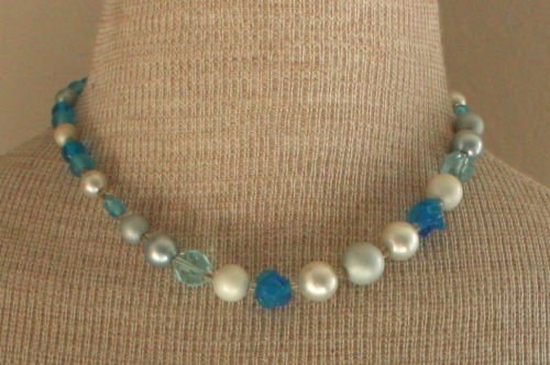 Vintage Blue Art Glass Necklace/Pendant Japan