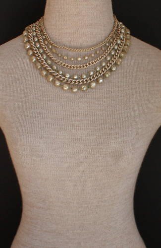 Vintage Multi Strands Gray Glass Baroque Pearl Necklace