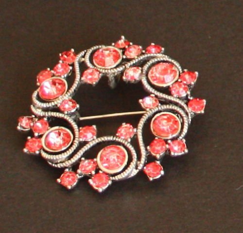 Vintage Red Rhinestone pin/Pendant 1950s