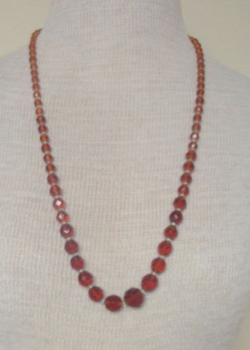 Vintage Faceted Brown Glass Necklace 1950s