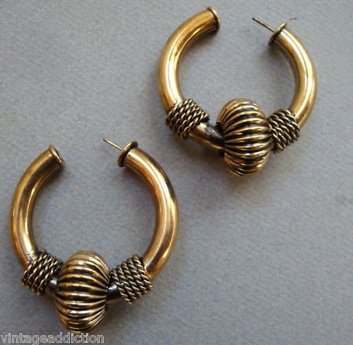Vintage Antique Chunky Oversize Hoop Earrings