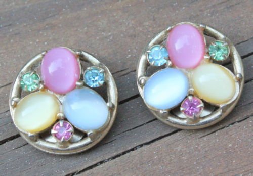 VintageMulti Color Glass Rhinestone Earrings