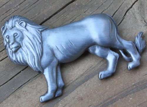 Unique Vintage Pewter Lion Pin/ Brooch