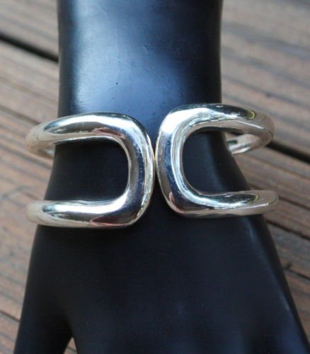 Vintage Chrome Silver Tone Clamper Bracelet