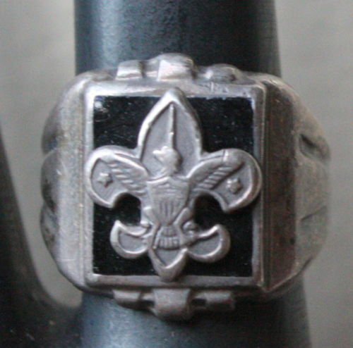 Vintage Silver Fleur De Lis Boy Scout Chunky Ring SZ 6