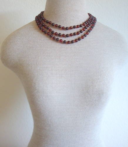 Vintage Lisner Brown Lucite Multi Strand Necklace