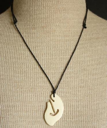 Vintage Carved Cow Bone Necklace Pendant