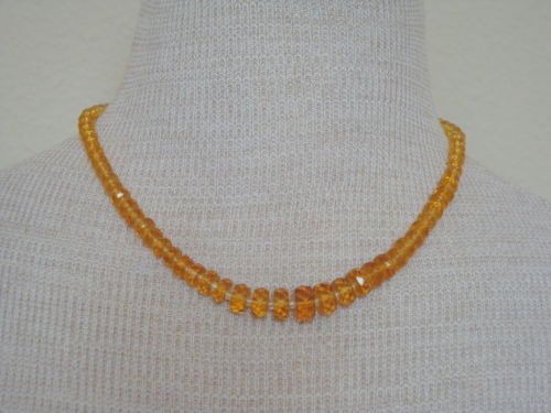 Vintage Yellow Amber Glass Necklace 1950s