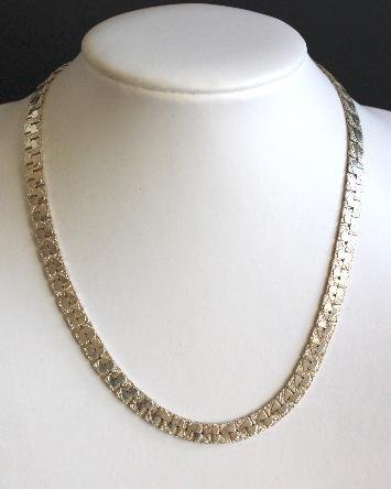 Vintage Silver Tone Wide Chain Necklace