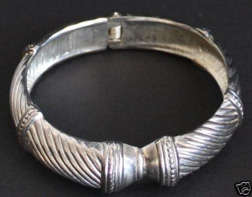 Vintage Silver Tone Hinged Clamper Bracelet
