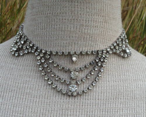 Vintage Antique Deco Rhinestone Necklace Sparkling