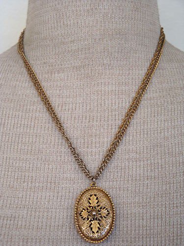 Vintage Antique Unique Pendant Double Chain Necklace