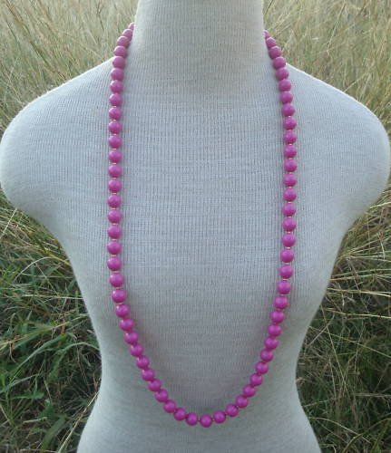 Vintage Deep Purple Bead 11 MM 36" Long Strand Necklace