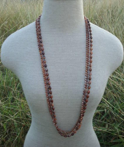 Vintage Brown Bead Multistrand 36" Long Necklace