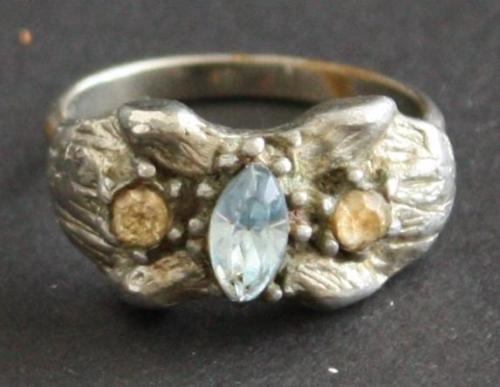 Vintage Vogue Sterling Blue Topaz Ring Adjustable