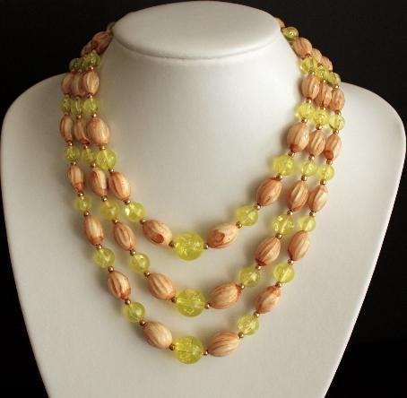 Vintage Green Multi Strands Beaded Necklace