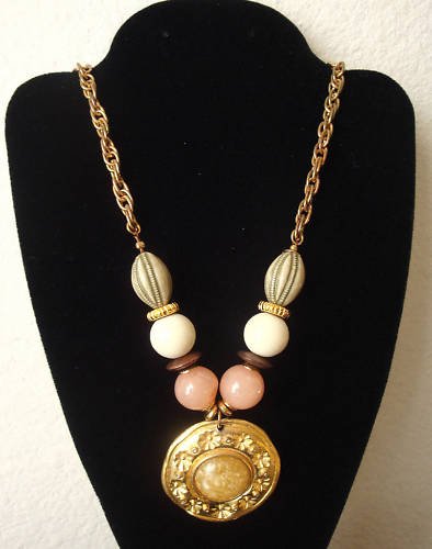 Vintage Colorful Bead Chunky Necklace/Pendant Unique!
