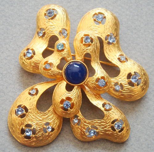 Vintage Blue Rhinestone Pendant/Pin/Brooch Signed Ivana
