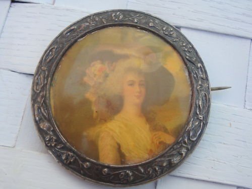 Vintage Victorian Beautiful Lady C Clasp Pin Brooch