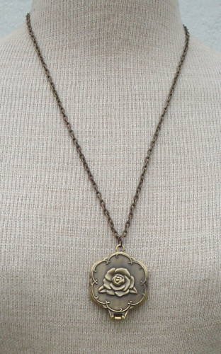 VTG Victorian Revival Locket Mirror Pendant Necklace