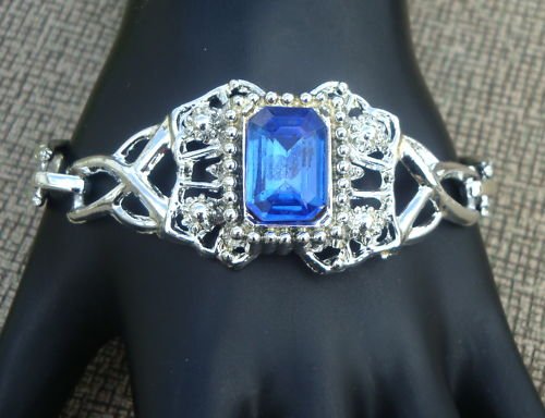 Vintage Large Blue Glass Dressy Bracelet