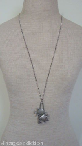 Vintage Pewter Fish 31" Piesces Chain Pendant Necklace