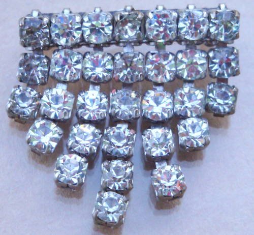 Vintage Art Deco White Rhinestone Pin/Brooch
