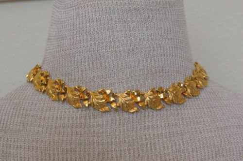 Vintage Golden Leaves Link Choker Necklace