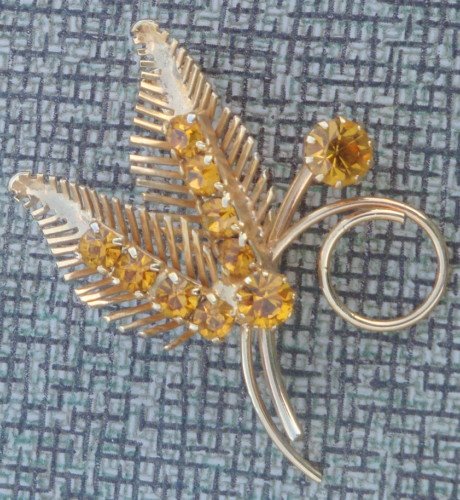 Lovely Vintage Vibrant Yellow Rhinestone Pin /Brooch