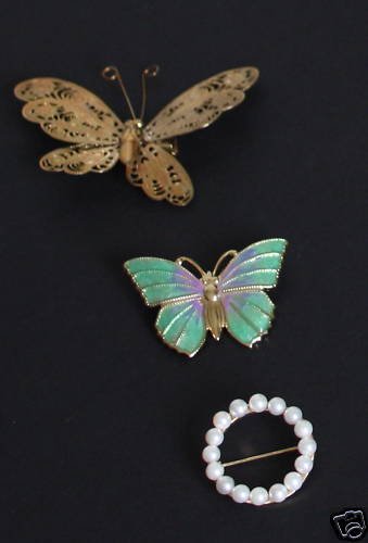 Beautiful Vintage Butterfly Pin Brooch Collection
