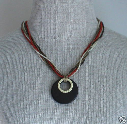 Vintage Multi Strand Glass Pendant Necklace Bold!