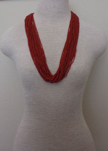 Vintage Red Coral Glass Tassel Necklace1950s