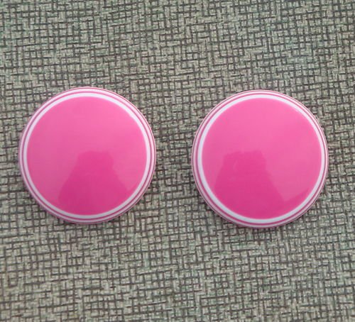 Vintage Vibrant Hot Pink Oversize Button Earrings 1980s