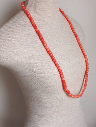 Vintage Red Semi Precious Stone Long Strand Necklace 34