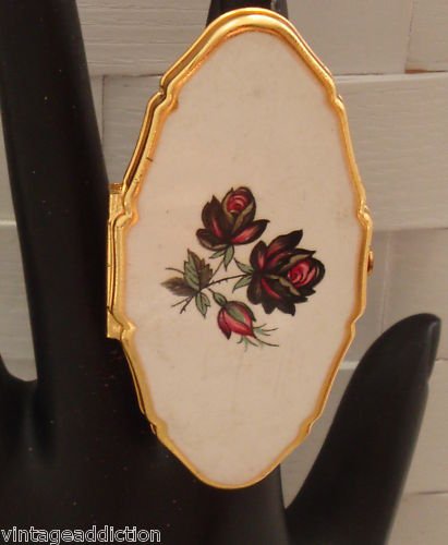 Unique Vintage Rose Cameo Mirror Lipstick Holder