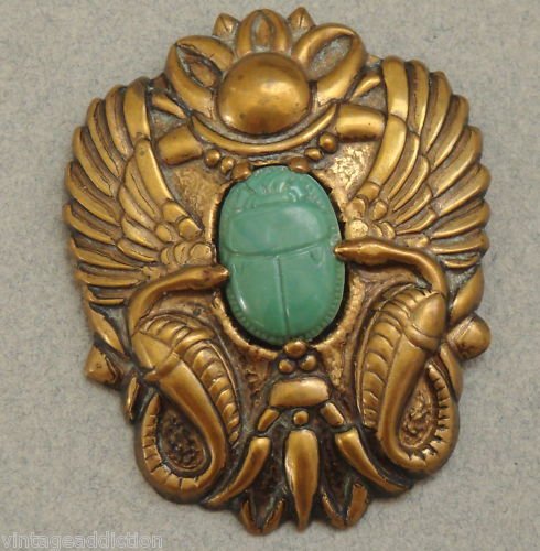 Vintage Art Deco Scarab Egyptian Pin Brooch