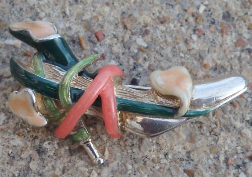 Cute Vintage Kenneth J Lane Shoe Sterling Pin Brooch