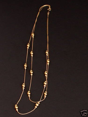 Classy Vintage Gold Bead Multi Strand Necklace