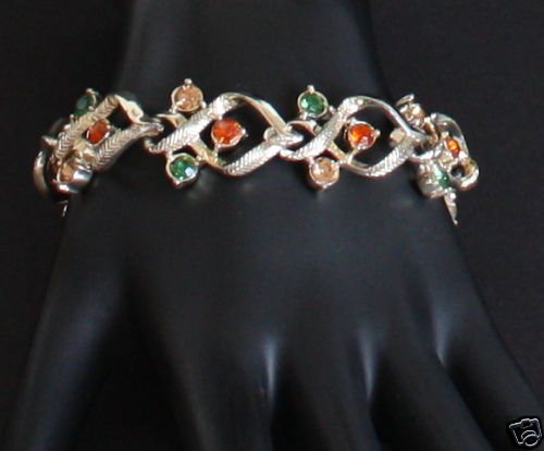 Vintage Signed Coro Amber Rhinestone Bracelet