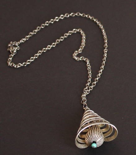 Vintage Silver Tone Bell Necklace/Pendant
