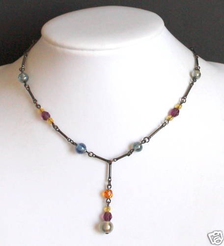 Vintage Colorful Glass Bead Choker Necklace