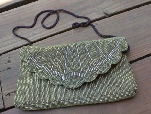 Vintage Gold Tone Satchel Beaded Purse