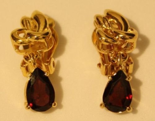 Vintage Gold Tone Amethyst Earrings